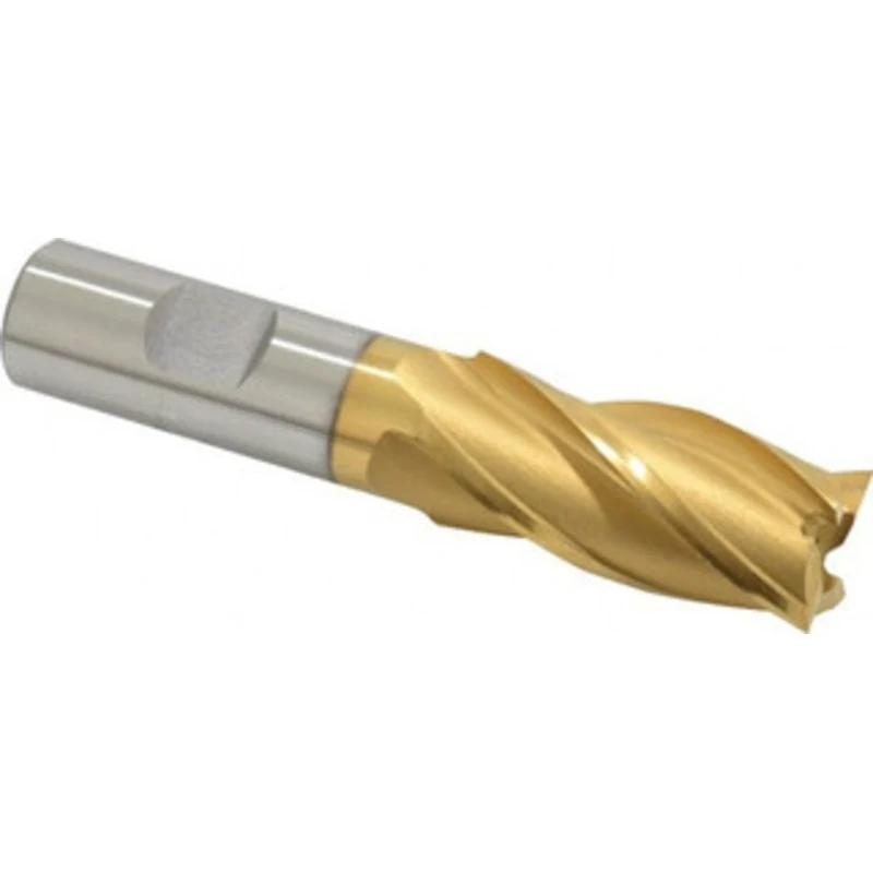 OSG 7/8, 1-7/8 LOC, 3/4 Shank Diam, 4-1/8 OAL, 4 Flute, Cobalt Square End Mill Single End, TiN Finish, Spiral Flute, ...